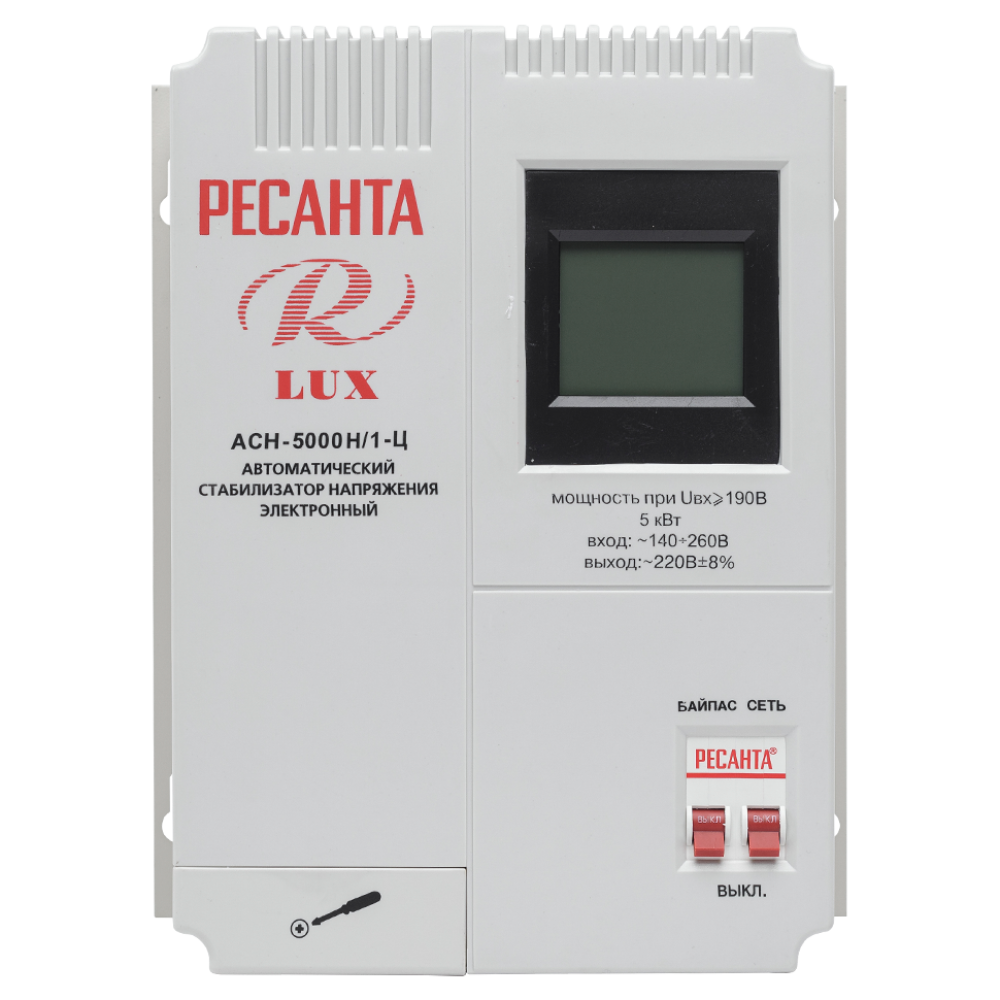 Стабилизатор напряжения Ресанта АСН-5000Н/1-Ц, однофазный, 5000 Вт, 63/6/16