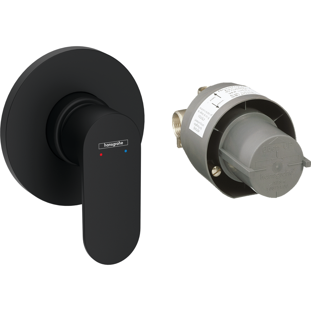 Смеситель для душа hansgrohe Rebris S, скрытого монтажа, в комплекте с монтажной частью 72648670, матовый черный
