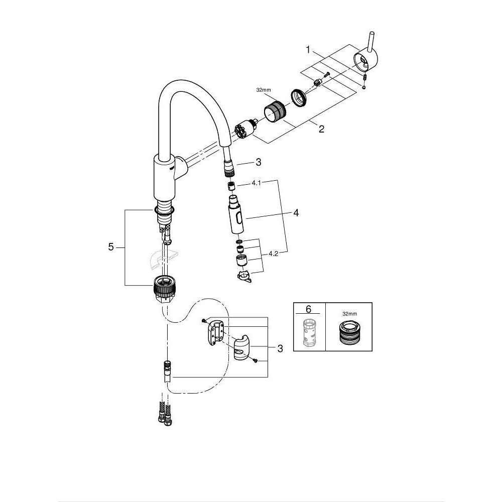 Смеситель для кухни GROHE Concetto, хром (31483002)