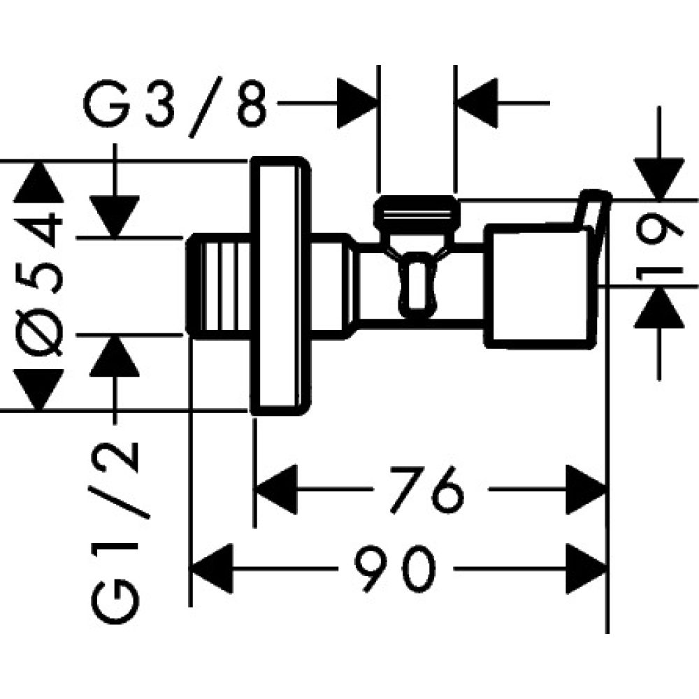 Вентиль угловой hansgrohe 3/8 13901000, хром