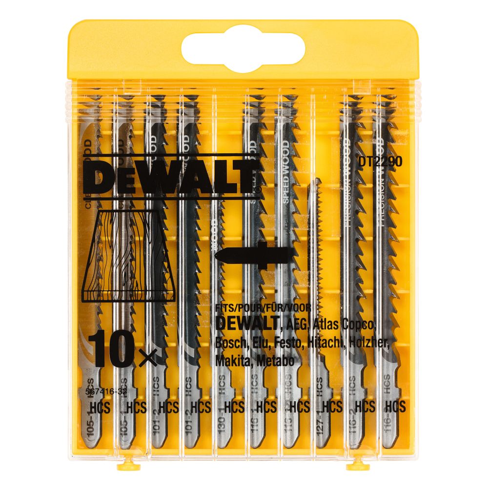 Пилка для лобзика DEWALT DT2290, по дереву, 10 шт. (DT2290-QZ)