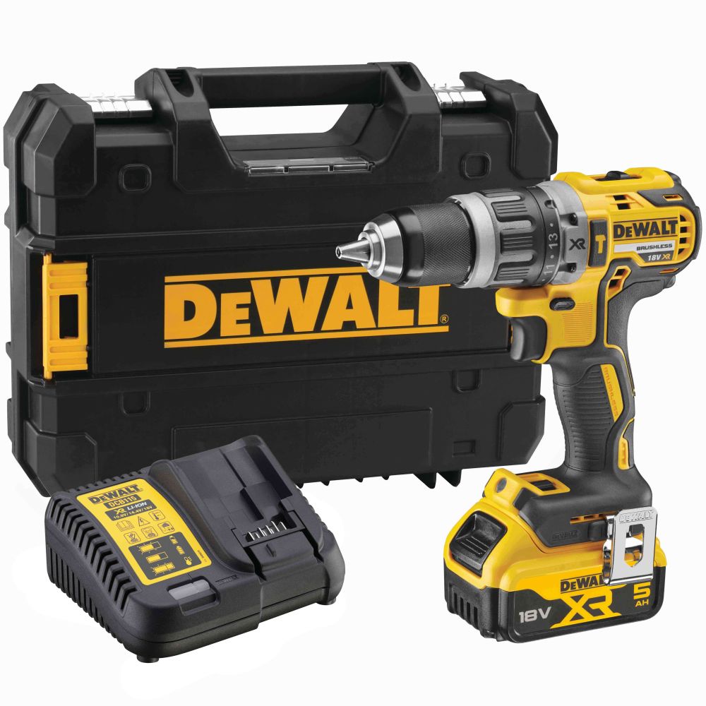Дрель-шуруповерт DEWALT DCD796P1, 18 В, 2000 об/мин, 34000 уд/мин, с АКБ 5 Ач и ЗУ, в кейсе TSTAK (DCD796P1-QW)