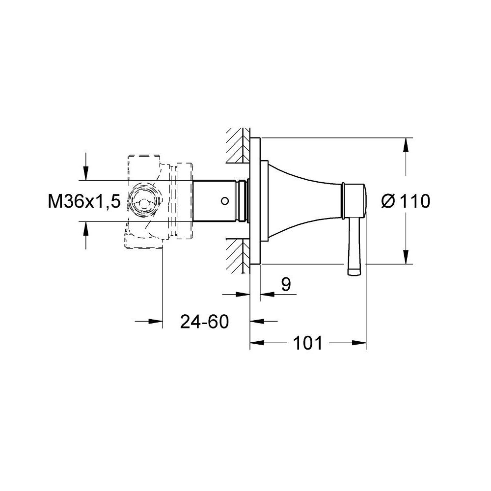Внешняя часть переключателя потоков GROHE Grandera на 3 положения, хром (19942000)