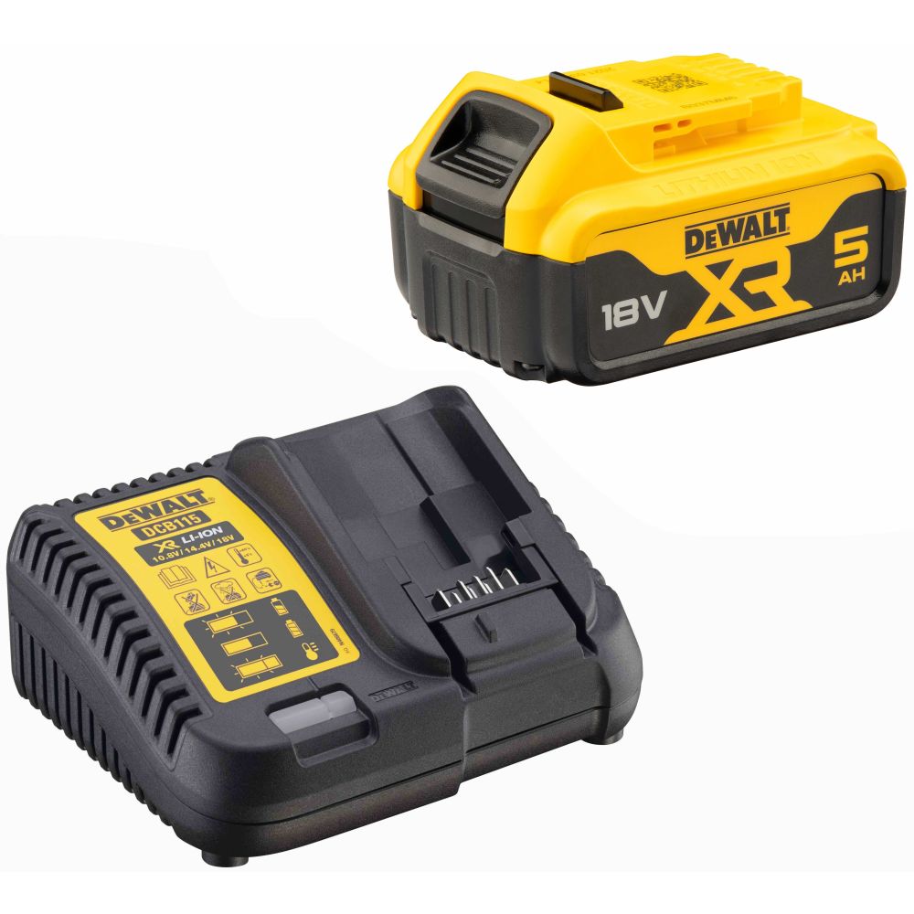 Набор DEWALT: АКБ DCB184, Li-Ion, 18 В, 5 Ач и зарядное устройство DCB115, 12/14.4/18 В, 4 A (DCB115P1)
