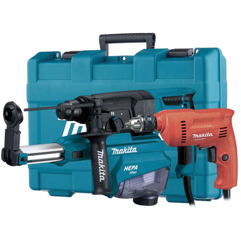 Набор электроинструмента Makita: дрель M0600 + перфоратор HR2652, в кейсе (ACSET-28)