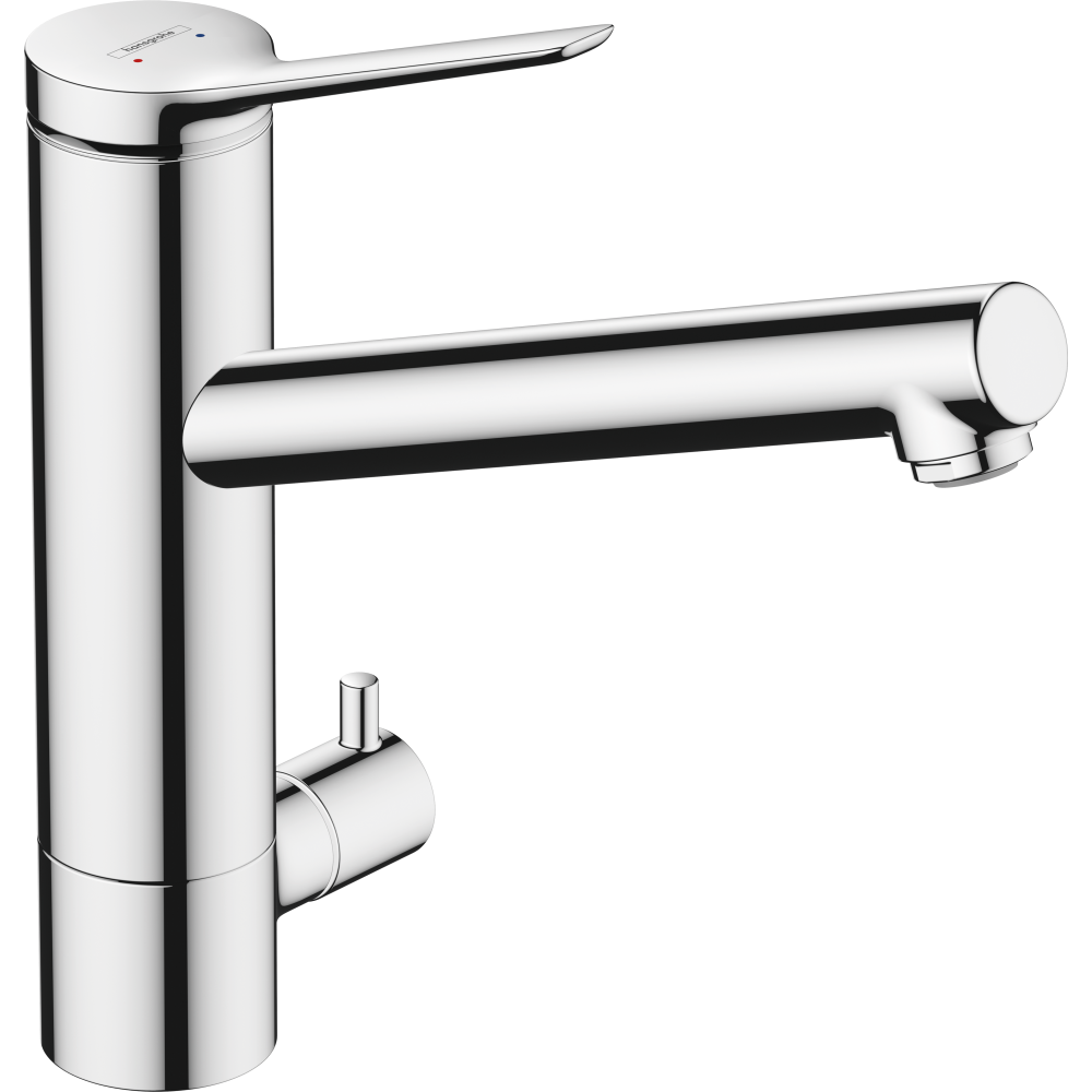 Смеситель для кухонной мойки hansgrohe Zesis M33 200, с поворотным изливом, с запорным вентилем 74808000, хром