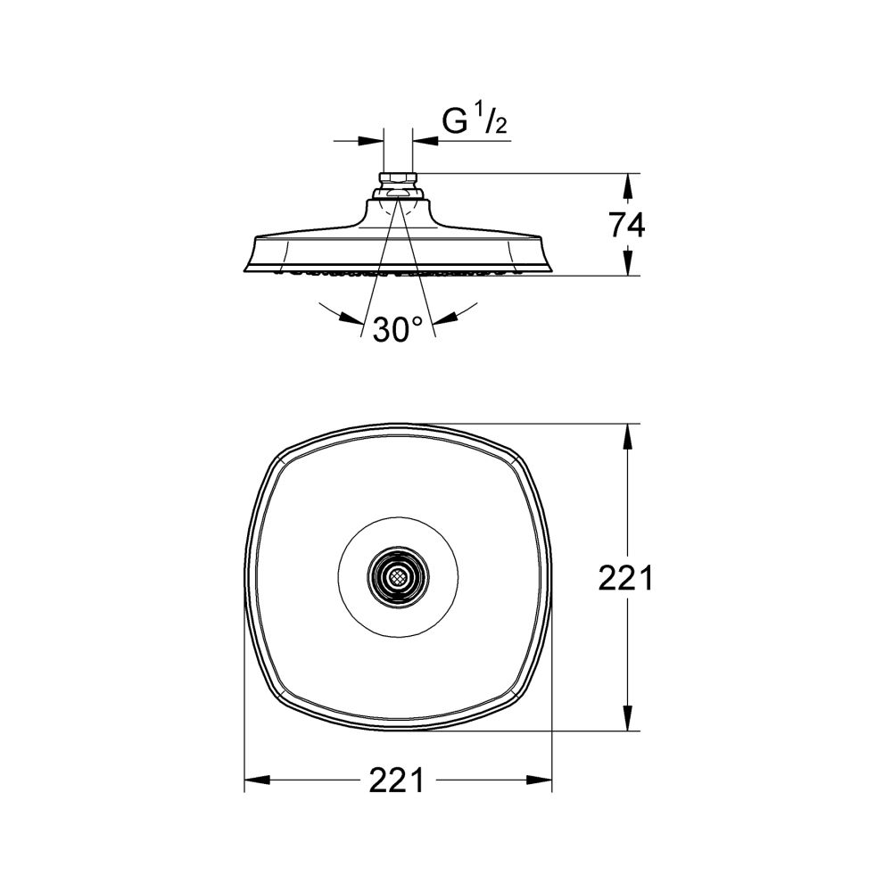 Верхний душ GROHE Rainshower Grandera 210, один режим струи, теплый закат глянцевый (27974DA0)