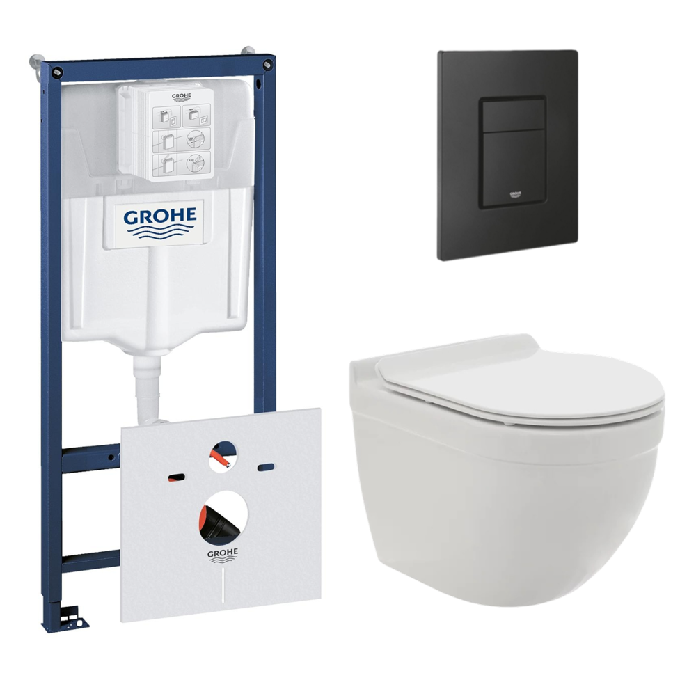 Комплект инсталляции GROHE 38811KF0 с унитазом AQUAme AQM2006 и сиденьем с микролифтом (NW0175)