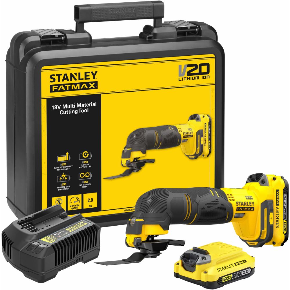 Аккумуляторный реноватор STANLEY FATMAX SFMCE500D2K, 18 В, 18000 кол/мин, с 2 АКБ 2 Ач и ЗУ, в кейсе (SFMCE500D2K-QW)