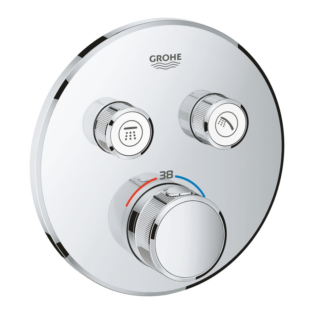 Внешняя часть термостата для ванны и душа GROHE Grohtherm SmartControl на 2 потребителя, круглая, хром (29119000)