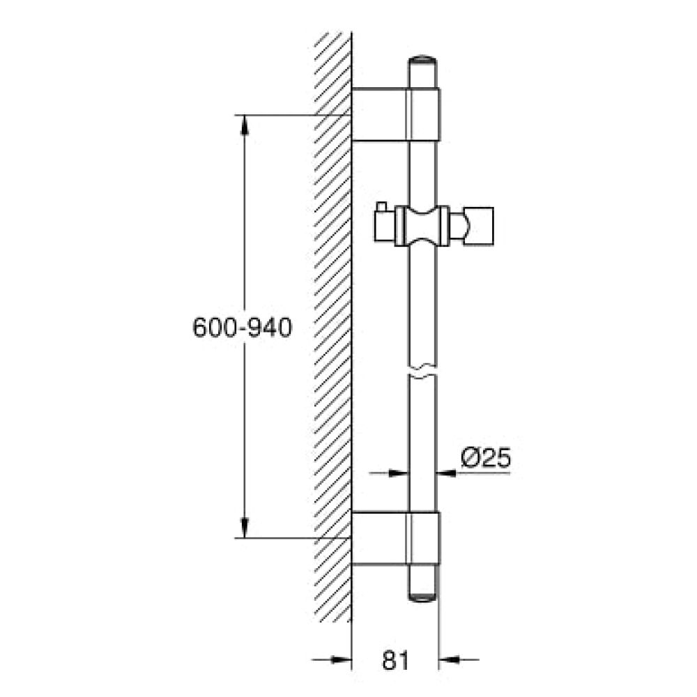 Душевой гарнитур GROHE Rainshower Solo 150, 2 режима струи, душевая штанга 900 мм, хром (27273001)