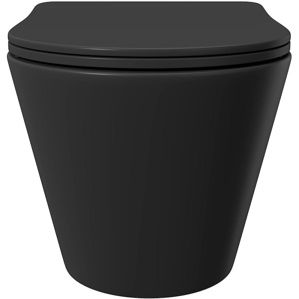Унитаз подвесной Aqueduto CONE 525*360 безободковый, сиденье с микролифтом, черный матовый (CON0140)