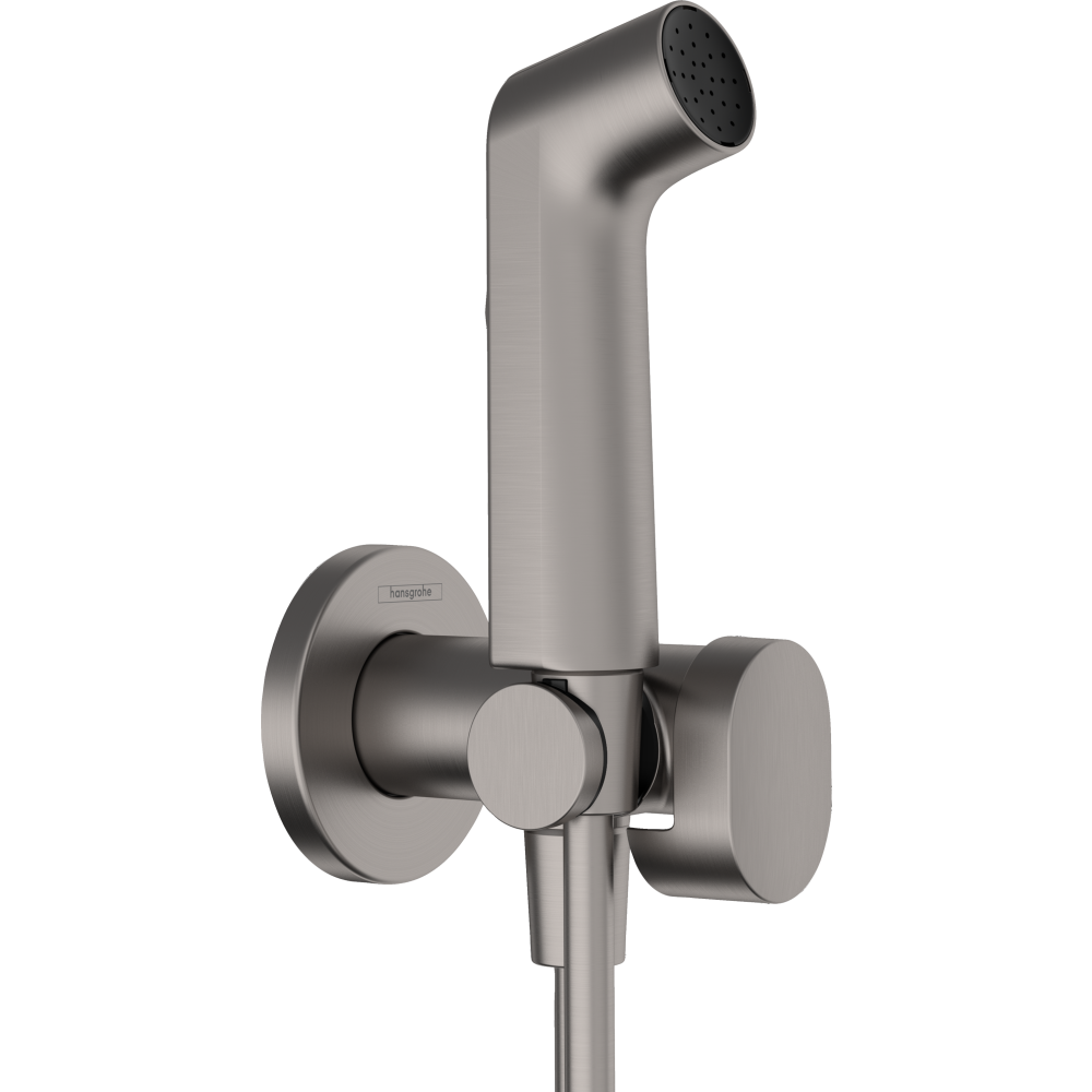 Гигиенический душ hansgrohe 1jet S со смесителем, держателем и шлангом 125 см 29232340, шлифованный черный хром