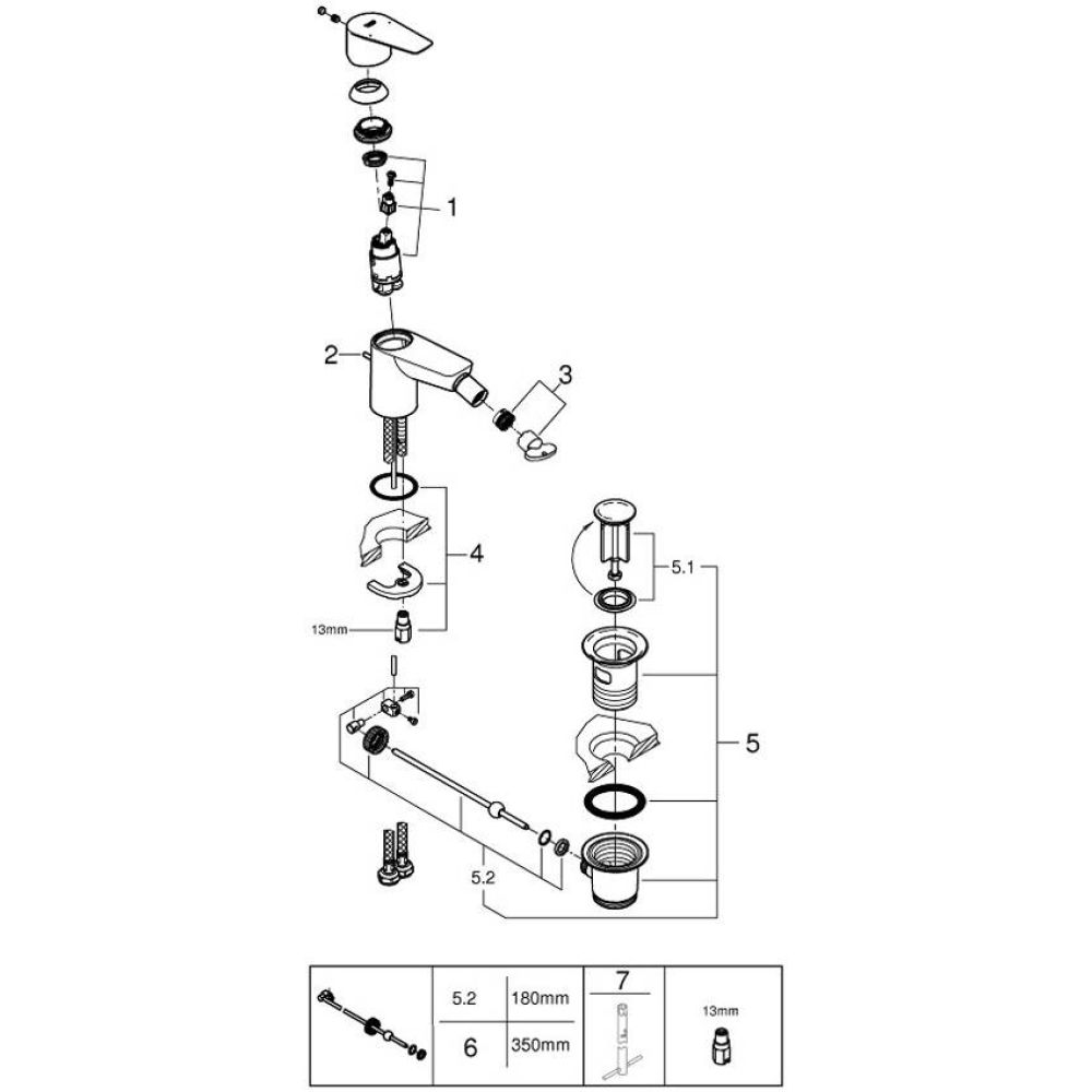 Смеситель для биде GROHE BauEdge, S-size, хром (23331001)