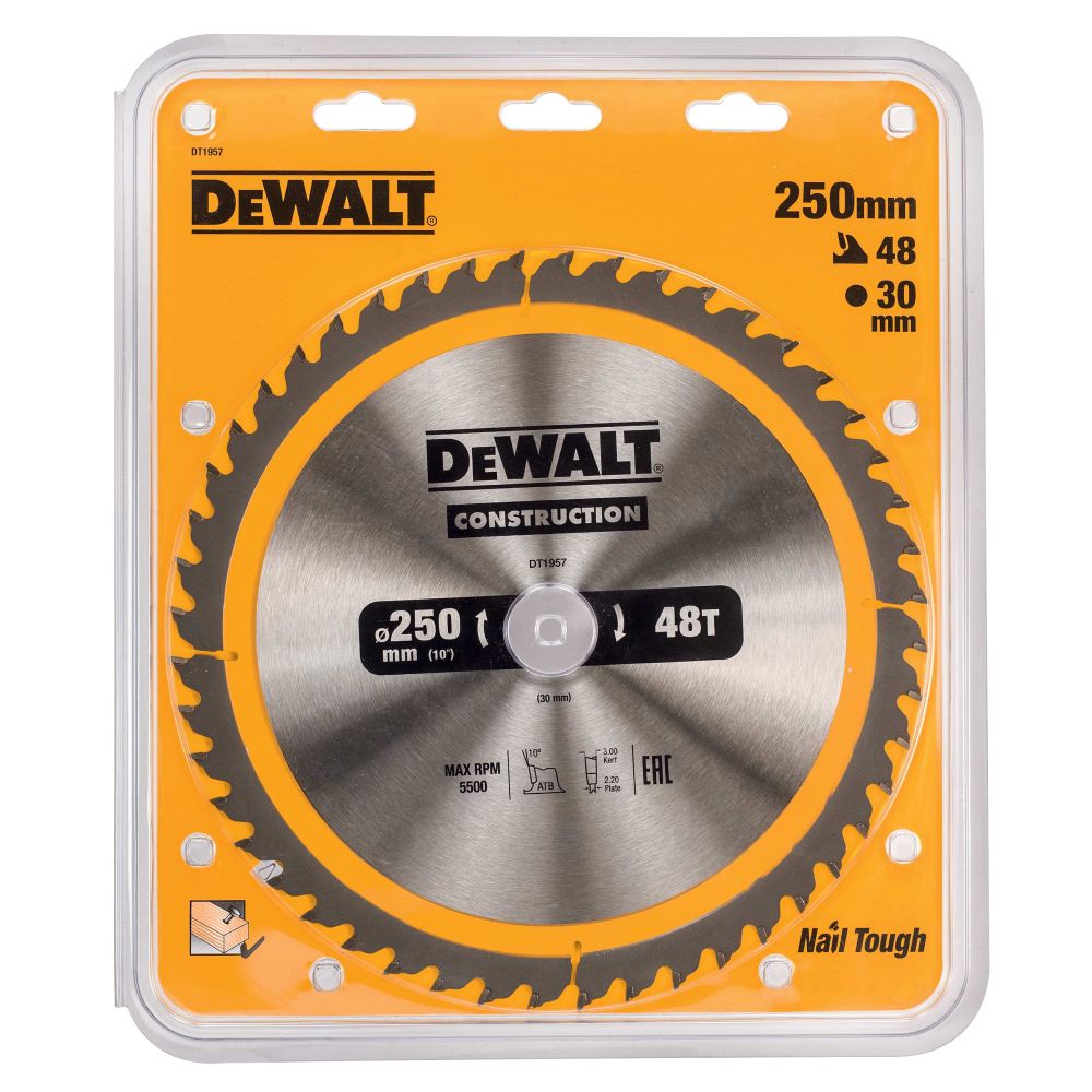Диск пильный по дереву DEWALT CONSTRUCTION, 250х30х2 мм (DT1957-QZ)