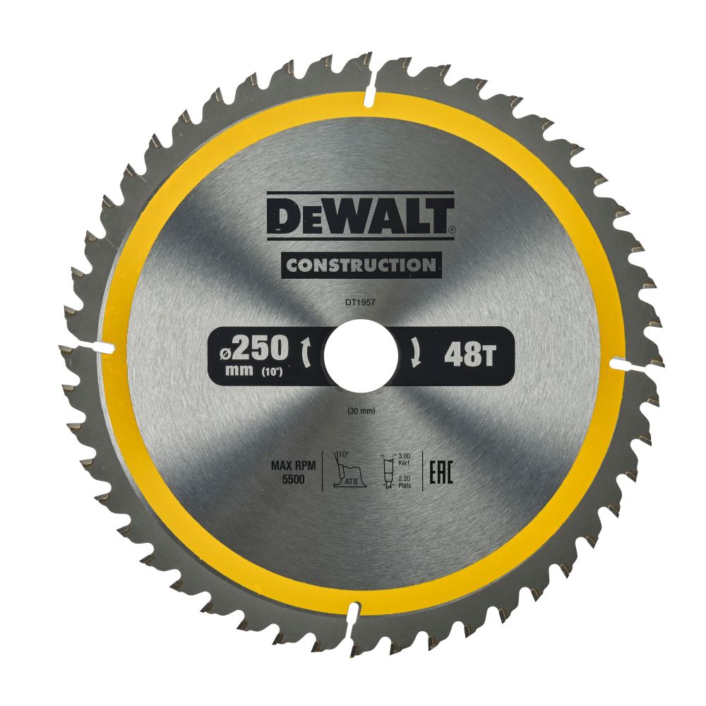 Диск пильный по дереву DEWALT CONSTRUCTION, 250х30х2 мм (DT1957-QZ)