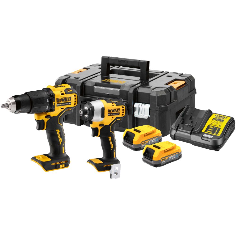 Набор аккумуляторный DEWALT, 18 В: ударная дрель-шуруповерт DCD709 и ударный шуруповерт DCF809, с 2 АКБ 1.7 Ач и ЗУ, в кейсе TSTAK, DCK2062E2T