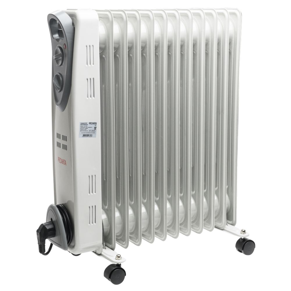 Радиатор масляный Ресанта ОМ-12Н, 2500 Вт, до 25 м², 67/3/9