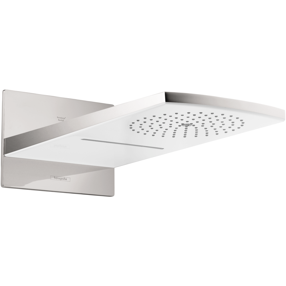 Верхний душ hansgrohe Raindance Rainfall 180 2jet с настенным креплением скрытого монтажа 28433400, белый/хром