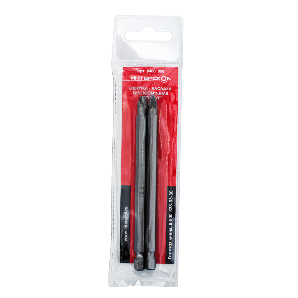 Бита ИНТЕРСКОЛ PZ2, 110 мм HEX, 2 шт. (0400.008)