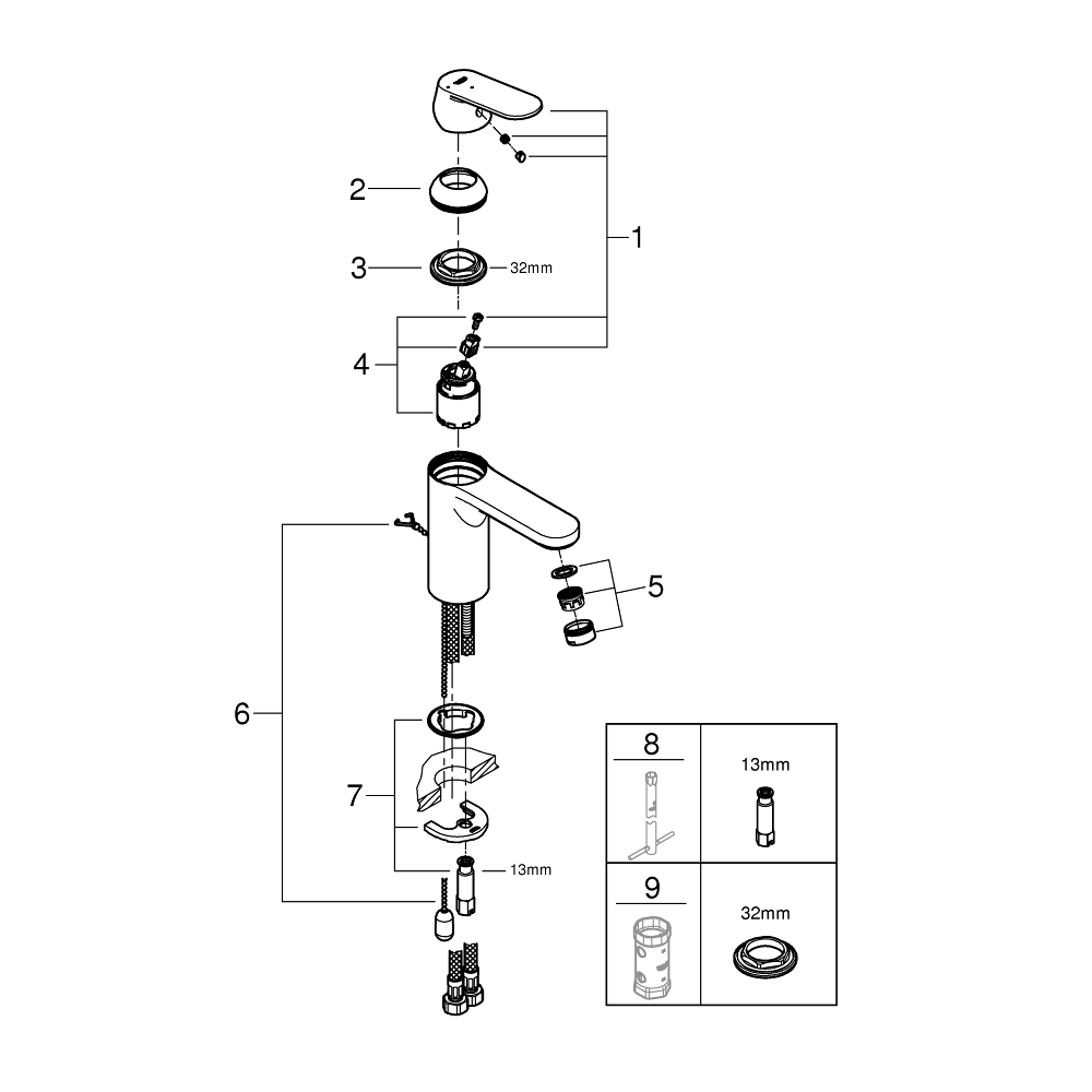 Смеситель для раковины GROHE Eurosmart Cosmopolitan, M-size, хром (2339700E)