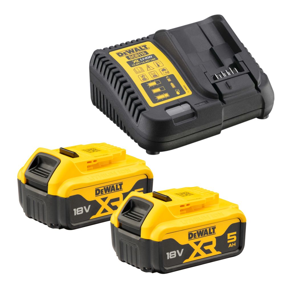 Аккумуляторный набор DEWALT DCK2077P2T, 18 В: дрель-шуруповерт DCD791 + гайковерт DCF894, с 2 АКБ 5 Ач и ЗУ, в 2 кейсах TSTAK