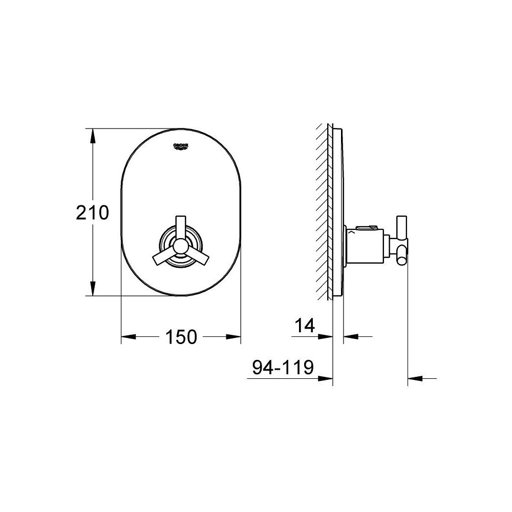Внешняя часть центрального термостата GROHE Atrio Ypsilon, хром (19392000)
