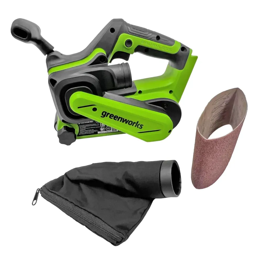 Ленточная шлифовальная машина бесщеточная аккумуляторная Greenworks, 24V, без АКБ и ЗУ, 3100607