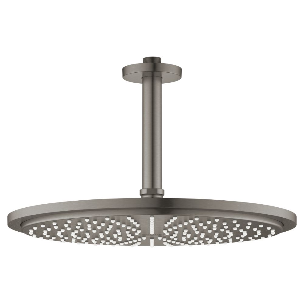 Верхний душ с потолочным душевым кронштейном 142 мм, 1 режим струи, GROHE Rainshower, темный графит матовый, (26067AL0)