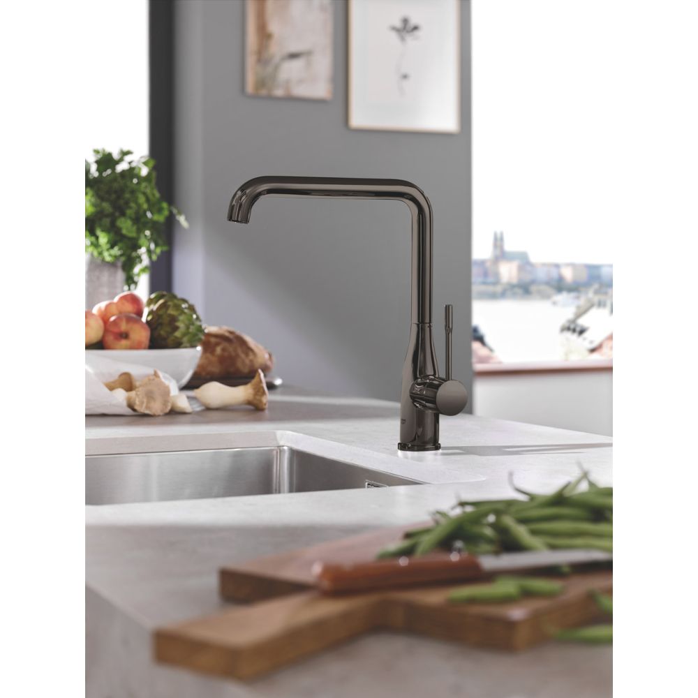 Смеситель для кухни GROHE Essence с поворотным изливом, темный графит глянец (30269A00)