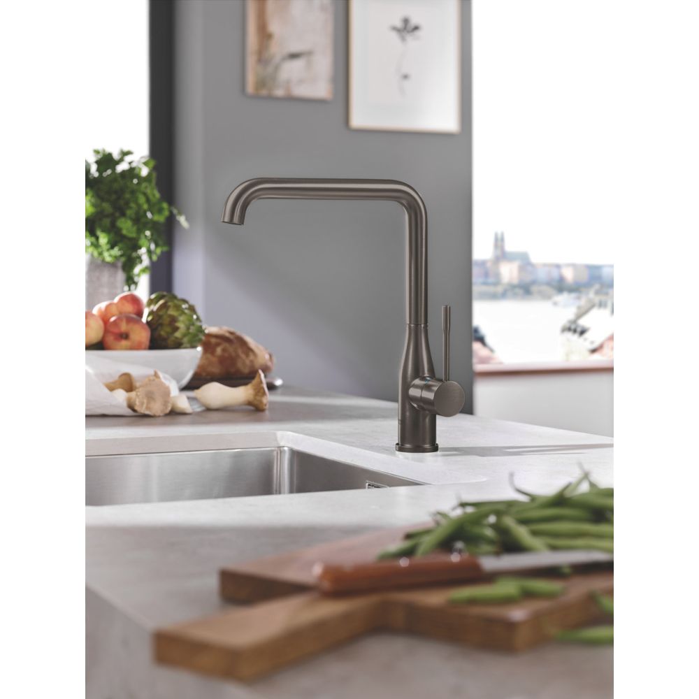 Смеситель для кухни GROHE Essence с поворотным изливом, темный графит матовый (30269AL0)