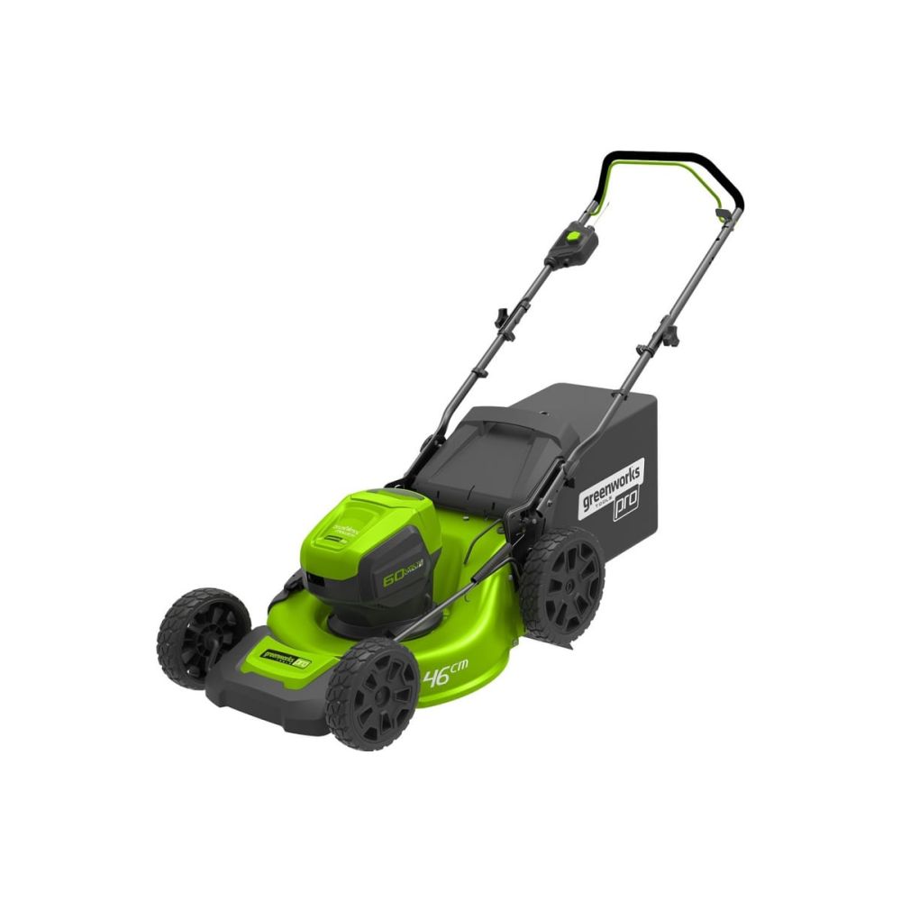 Аккумуляторная газонокосилка Greenworks, 60 В, 46 см, 60 л, с АКБ 4 Ач и ЗУ, 2502807UB