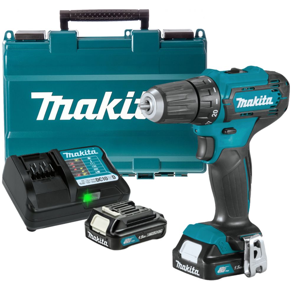 Аккумуляторная дрель-шуруповерт Makita DF333DWYE4, c набором бит, 2 АКБ 1.5 Ач и ЗУ, в кейсе