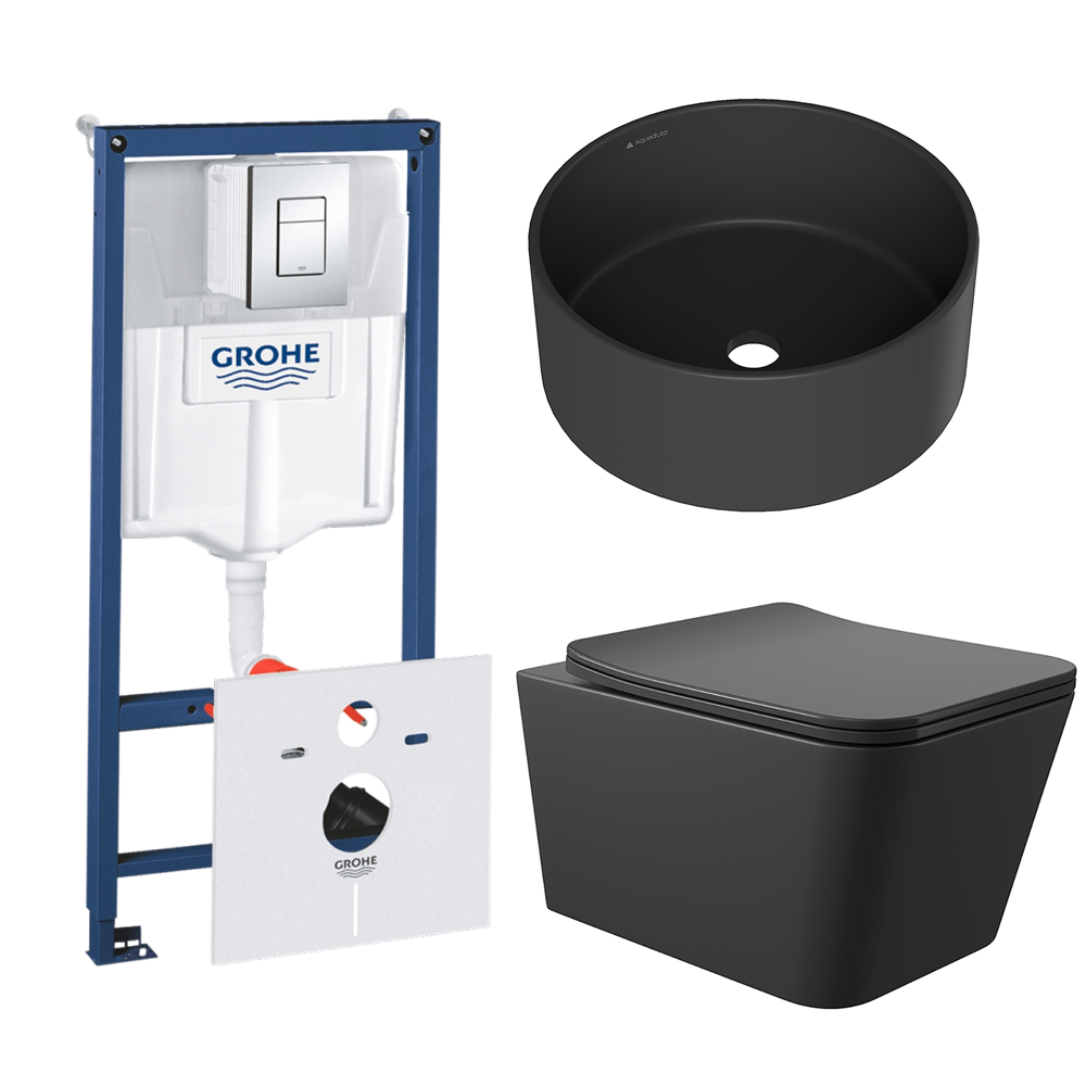 Комплект инсталляции GROHE Rapid SL 38775001 с унитазом Aqueduto MACIO MACT2140 и раковиной Aqueduto ESPIRAL D400 ESP0140 (NW0591)