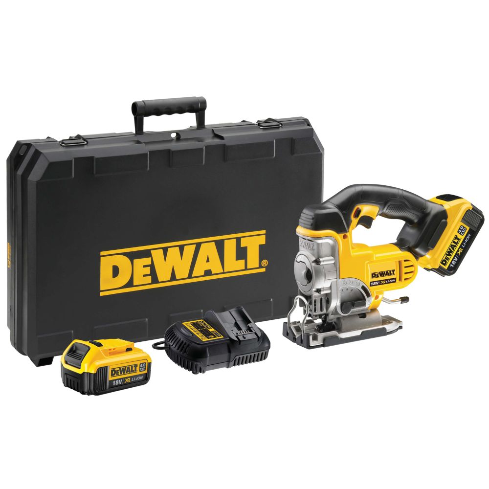 Аккумуляторный лобзик DEWALT DCS331M2, 18 В, 3000 ход/мин, 26 мм, с 2 АКБ 4 Ач и ЗУ, в кейсе (DCS331M2-QW)