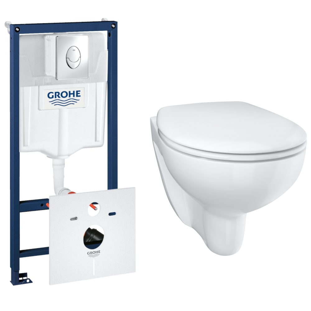 Комплект инсталляции GROHE Rapid SL 4 в 1 с унитазом Bau Ceramic и сиденьем (NW0115)