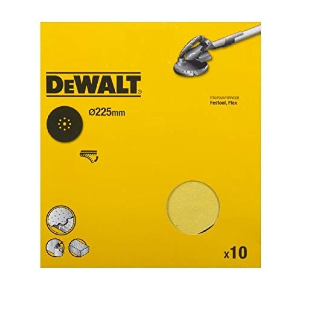 Шлифлисты DEWALT DT3170, 9 отверстий, 225 мм, 120G, 10 шт