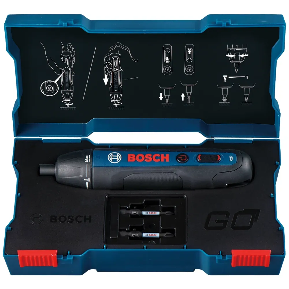 Аккумуляторная отвертка Bosch GO 2, 3.6 В, 5 Нм, 360 об/мин, cо встроенной АКБ 1.5 Ач, без ЗУ, в кейсе, 06019H2100