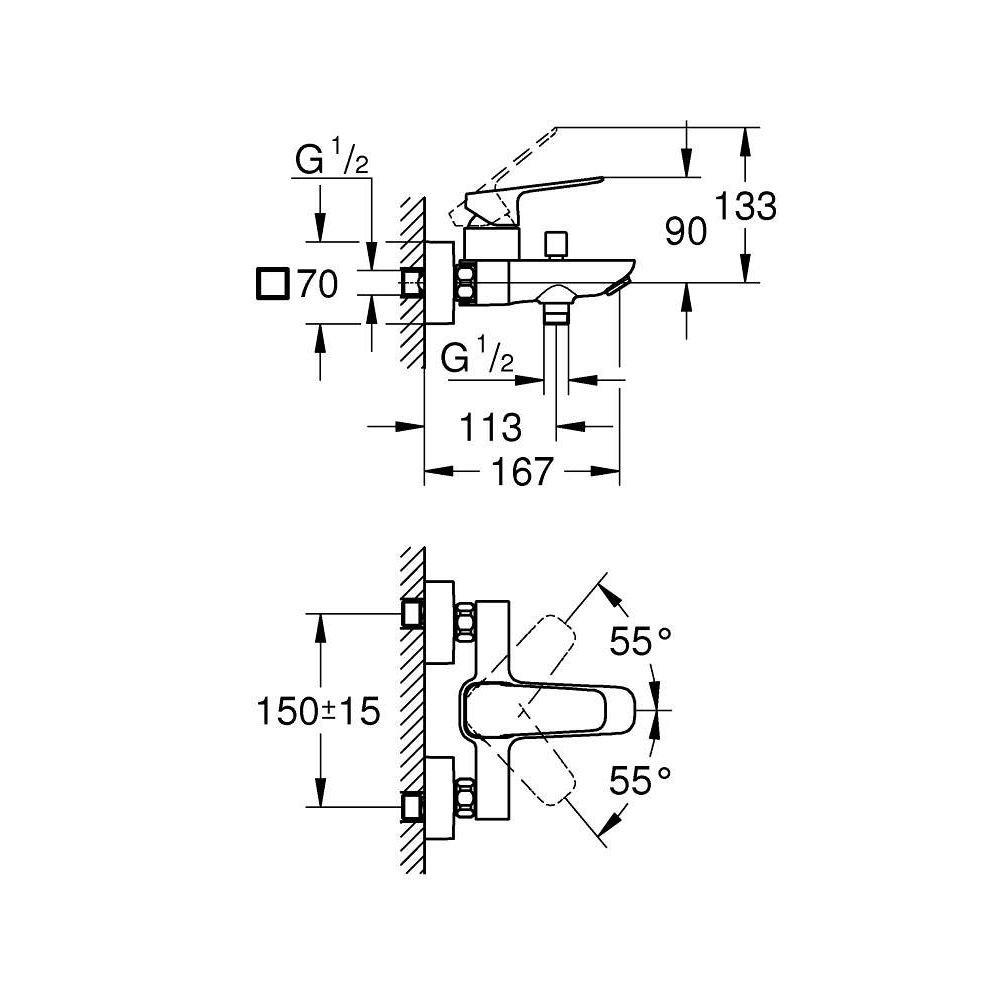 Смеситель для ванны GROHE Cubeo, хром (1018130000)