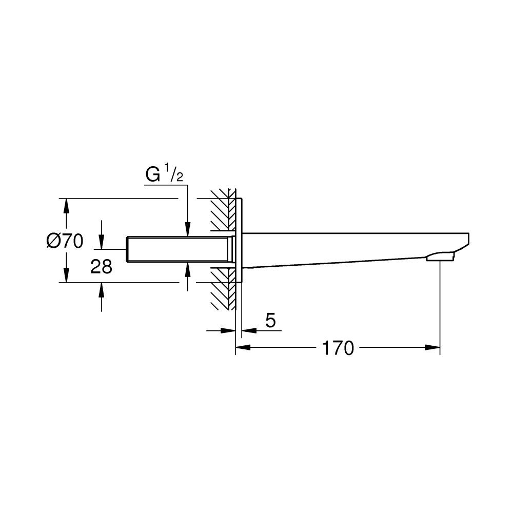 Излив для ванны GROHE Lineare, темный графит матовый (13383AL1)