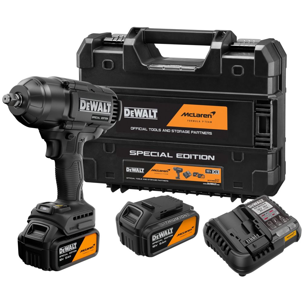 Аккумуляторный гайковерт DEWALT McLaren Limited Edition DCF99MP2T, 18 В, 1898 Нм, 2200 уд/мин, с 2 АКБ 5 Ач и ЗУ, в кейсе TSTAK