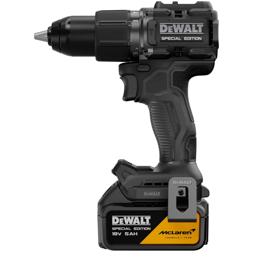 Ударная дрель-шуруповерт DEWALT McLaren Limited Edition DCD86MP2KT, 18 В, 2000 об/мин, с 2 АКБ 5 Ач и ЗУ, в кейсе TSTAK