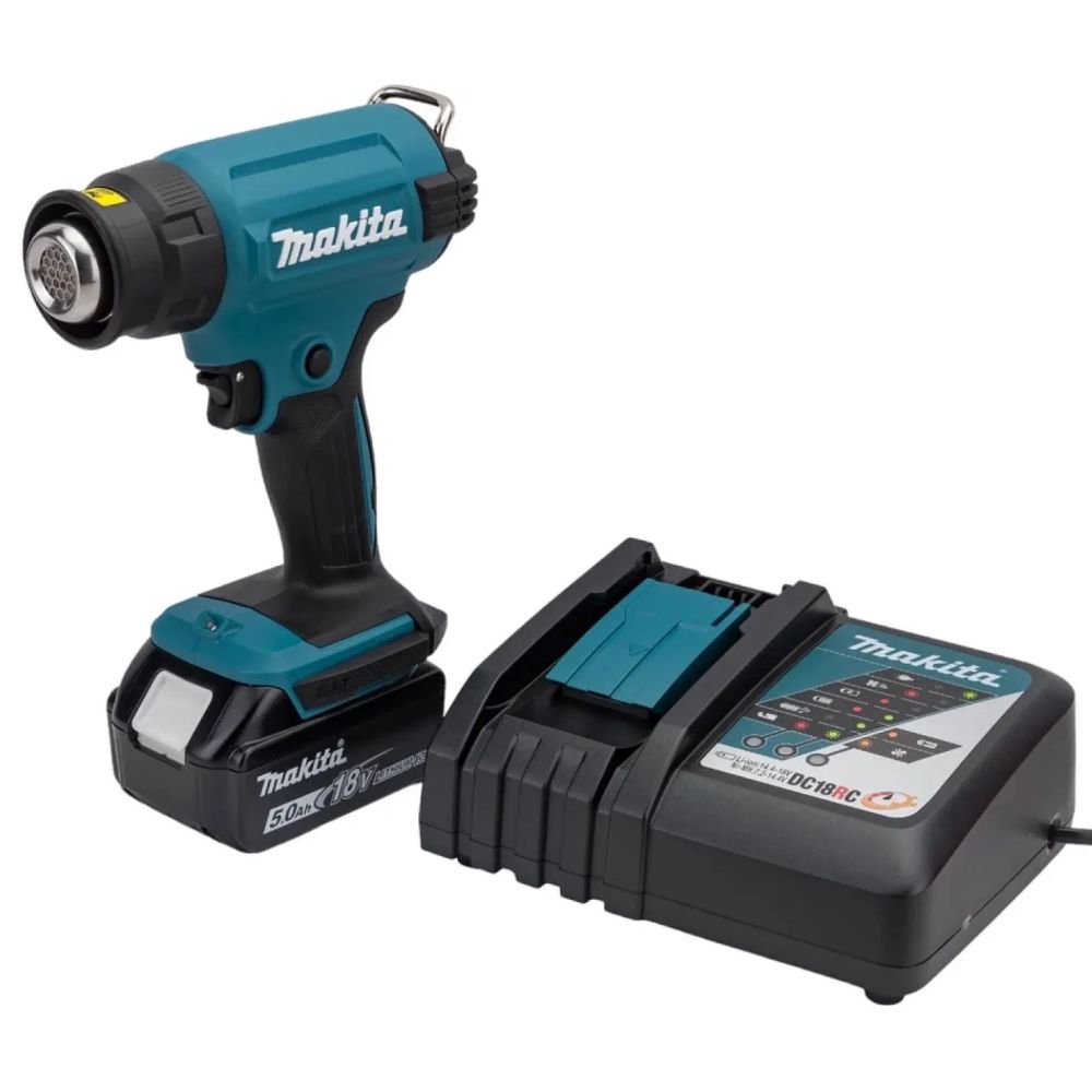 Аккумуляторный тепловой пистолет (фен) Makita LXT 18В, 1 режим, 550°, с АКБ 5 Ач и ЗУ, в кейсе MakPac, DHG180RT1J