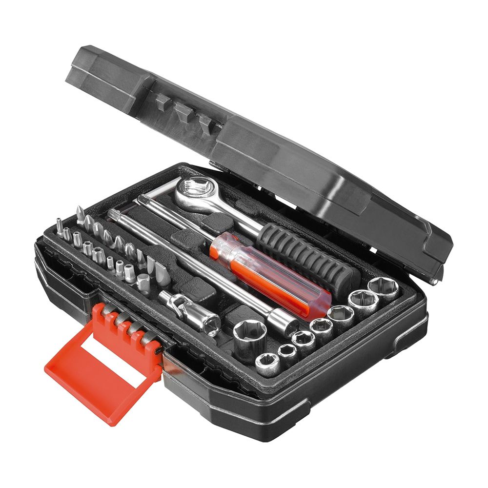 Набор (отвертка, трещотка, удлинитель, головки, карданчик, биты и др.) BLACK+DECKER A7142