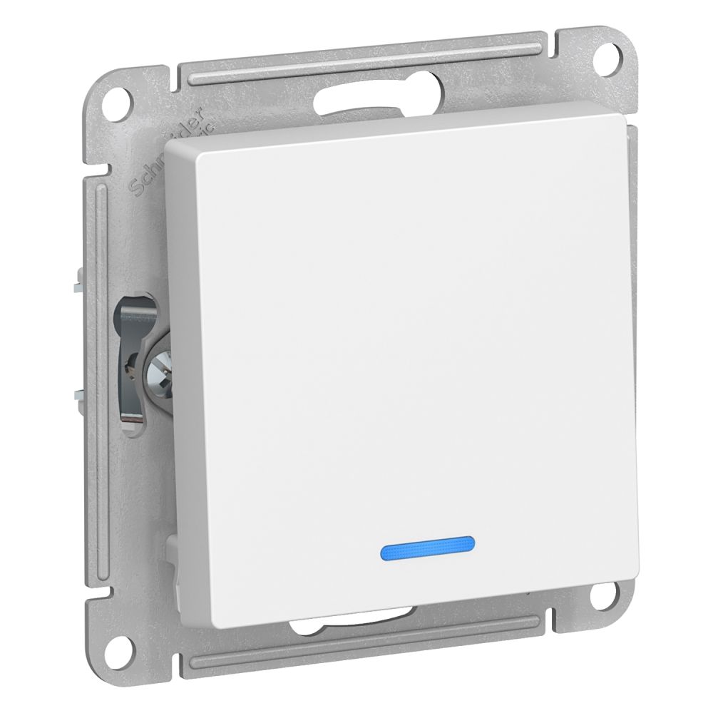 Выключатель одноклавишный с подсветкой Systeme Electric (Schneider Electric) AtlasDesign 10АХ, белый ATN000113/5, 5 шт.
