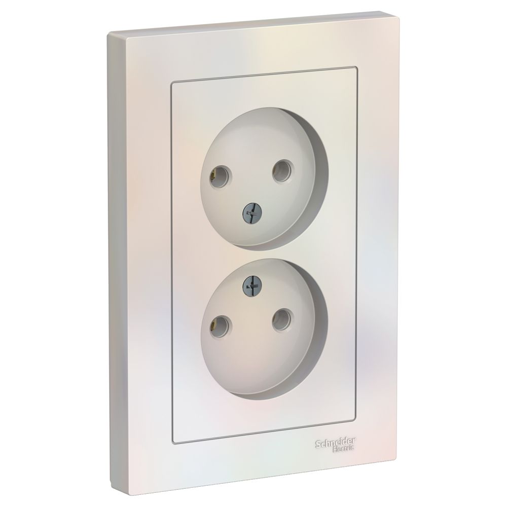 Розетка двойная без заземления в сборе Systeme Electric (Schneider Electric) AtlasDesign 16А, жемчуг ATN000420