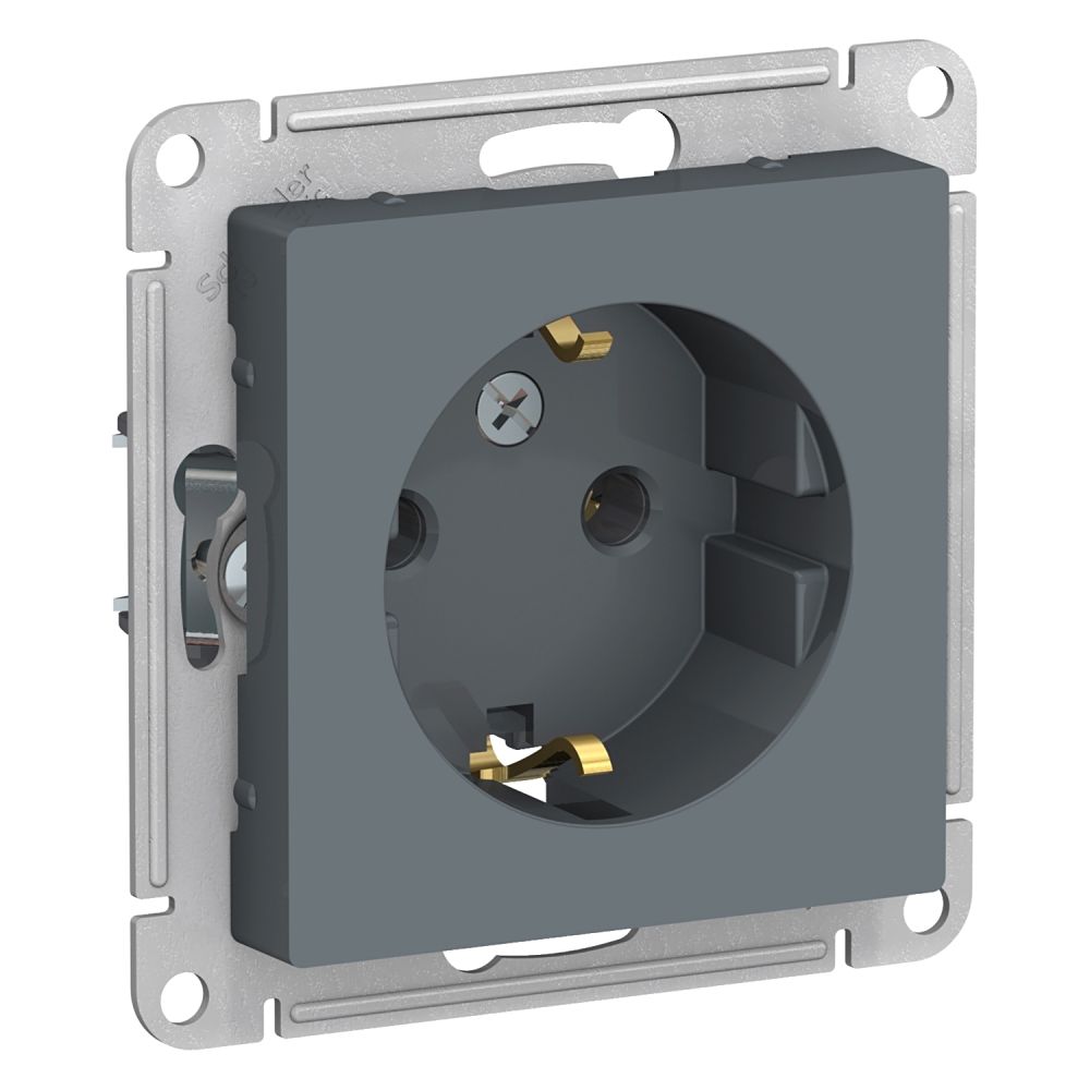 Розетка с заземлением Systeme Electric (Schneider Electric) AtlasDesign 16А, грифель ATN000743/3, 3 шт.