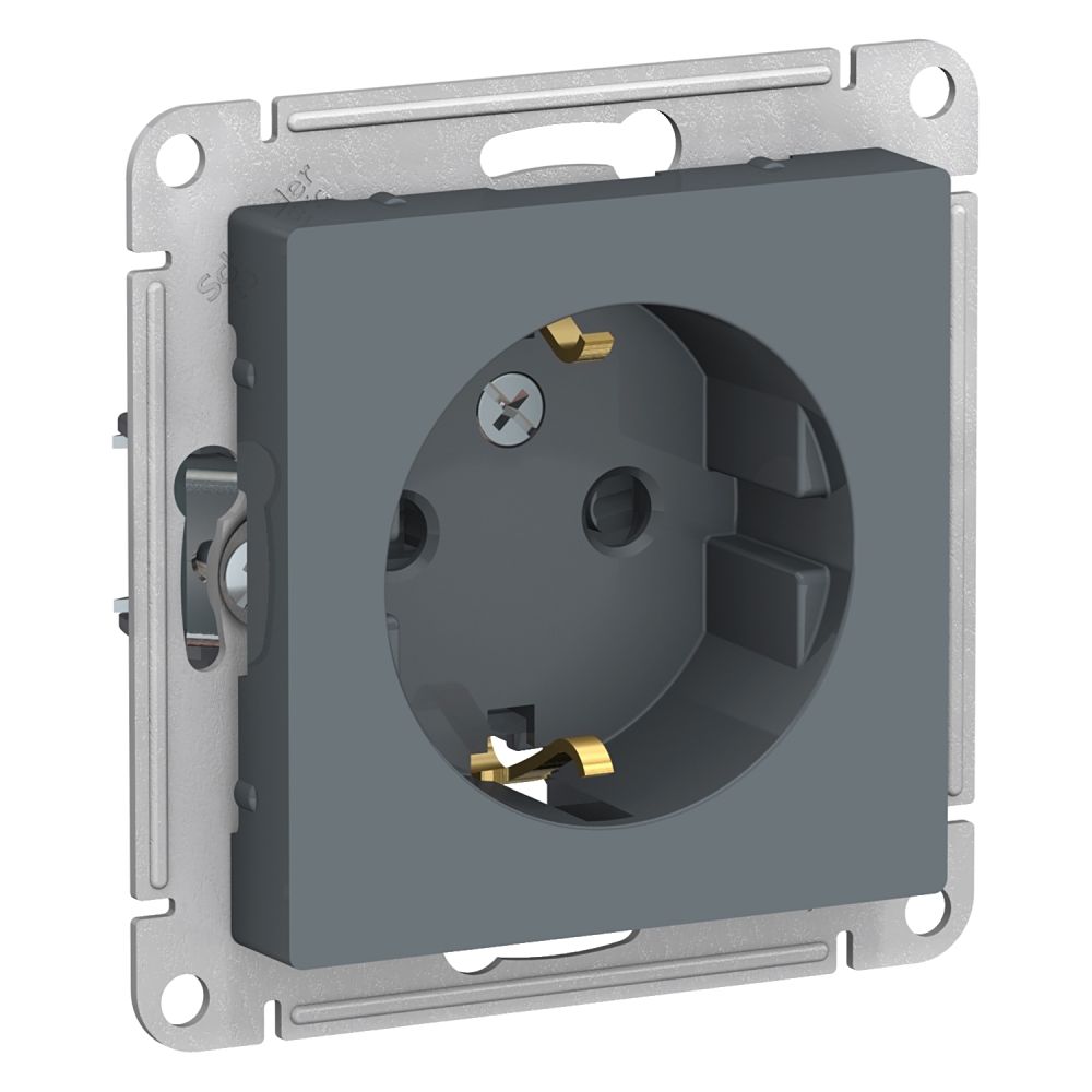 Розетка с заземлением со шторками Systeme Electric (Schneider Electric) AtlasDesign 16А, грифель ATN000745/10, 10 шт.