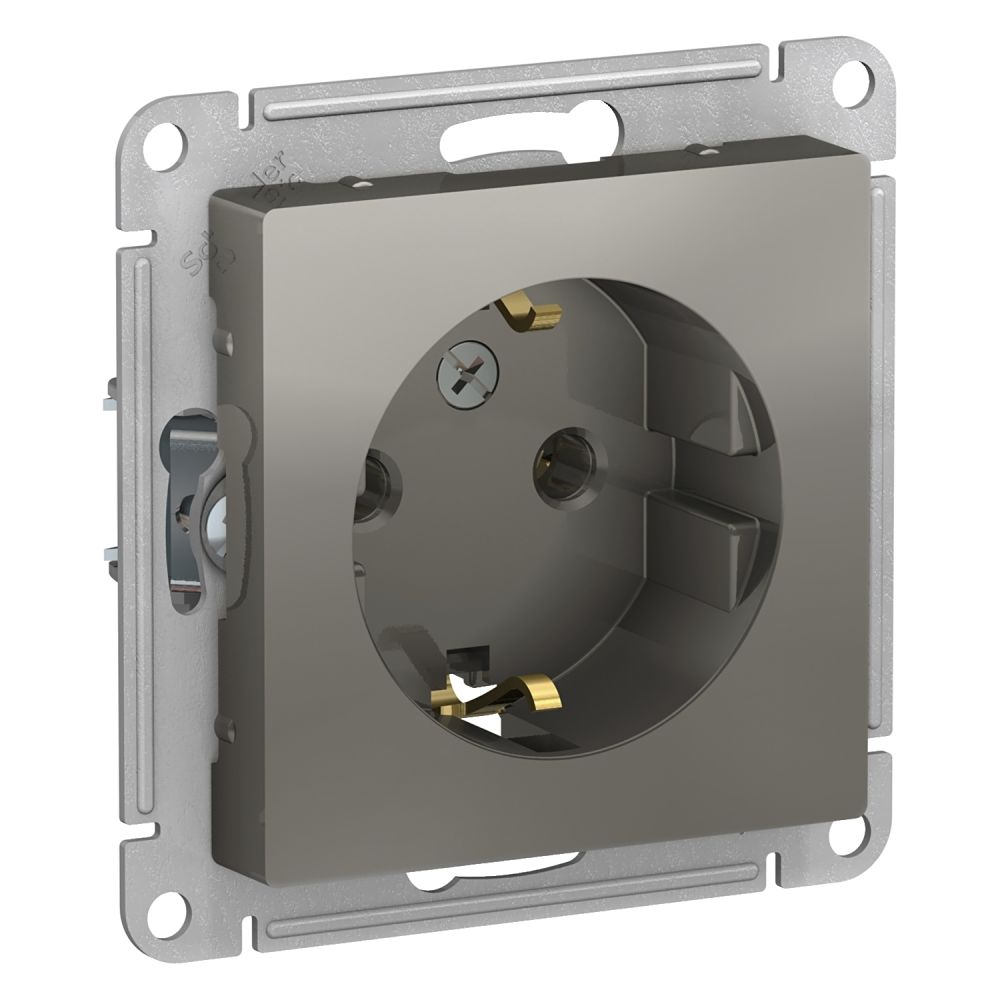 Розетка с заземлением Systeme Electric (Schneider Electric) AtlasDesign 16А, сталь ATN000943/3, 3 шт.