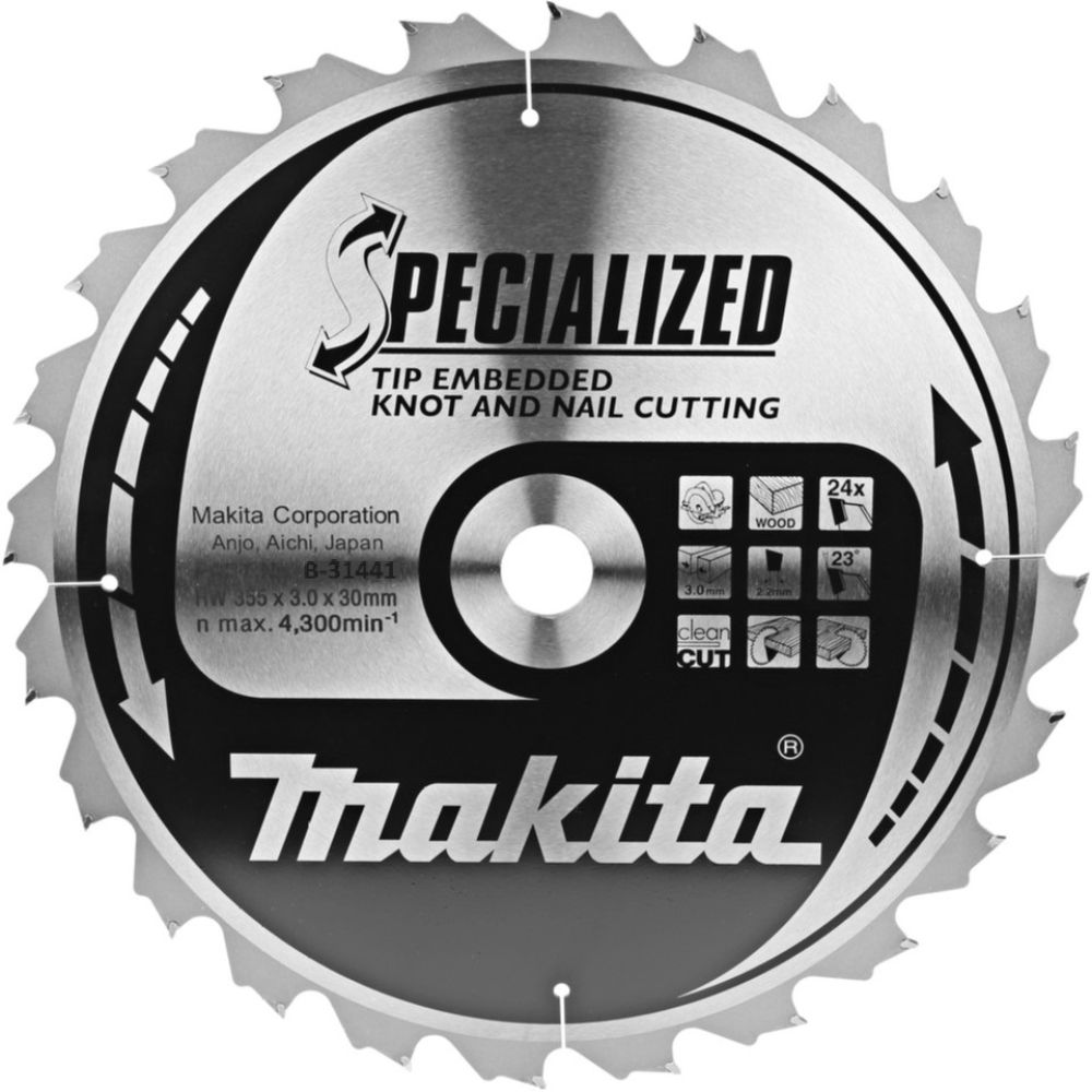 Пильный диск Makita для демонтажных работ, 355x30x3/2.2x24T, B-31441